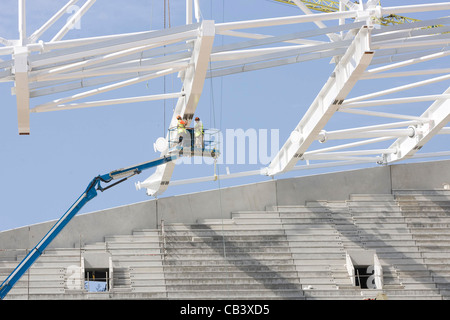 Construction de Brighton et Hove Albion's American Express Community Stadium. Photo par James Boardman. Banque D'Images