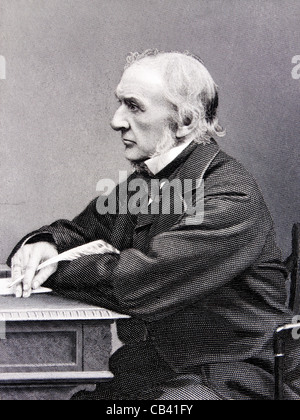Gravure ancienne de la très honorable William Ewart Gladstone député (1809-1898), premier ministre britannique Banque D'Images