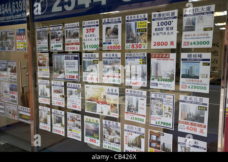 Immobilier à vendre à un agent immobilier de l'île de Hong Kong région administrative spéciale de fenêtre chine Banque D'Images