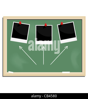 Illustration réaliste avec tableau noir de l'école cadre photo marquée isolé sur fond blanc - vector Banque D'Images