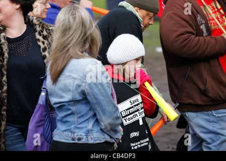 Manifestation contre Birmingham City Council de coupures d'emplois. Qui a eu lieu dans le centre-ville en février 2011. Banque D'Images