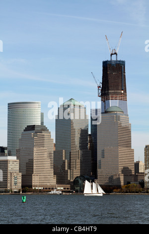 La tour de la liberté en construction et l'augmentation du point zéro, la scène de l'attaque terroriste du 11 septembre. Banque D'Images