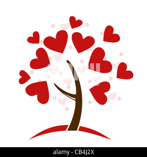 L'arbre de l'amour stylisé illustration faite de coeurs - vector Banque D'Images