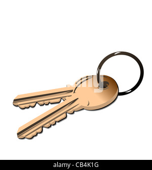 Illustration réaliste les clefs d'or de isolé sur fond blanc - vector Banque D'Images