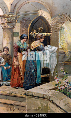 La prière du Seigneur sur une carte postale religieux "Que ton Règne vienne' Banque D'Images