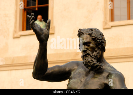 Prague, République tchèque. Jardins Wallenstein / Valdstejnska zahrada. Statue en bronze par Adriaen de Vries (1556-1626) Banque D'Images