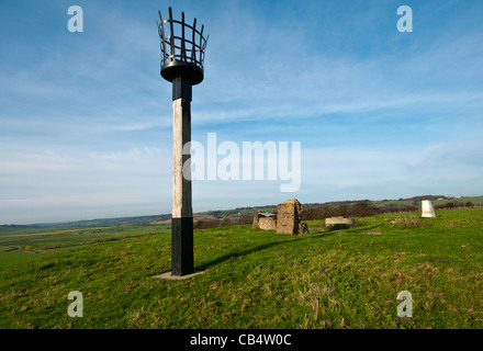 Gyrophare Winchelsea donnant sur la campagne du Sussex de l'Est Angleterre UK Banque D'Images