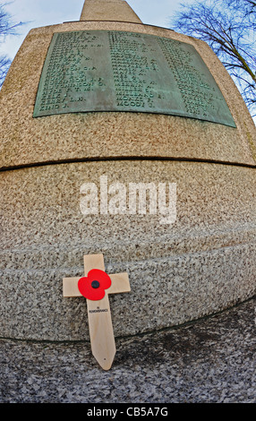 Coquelicot portées à un monument commémoratif de guerre Banque D'Images