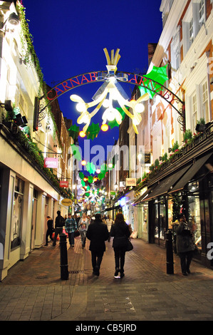 Lumières de Noël 2011 à Carnaby Street, Soho, City of Westminster, London, Greater London, Angleterre, Royaume-Uni Banque D'Images