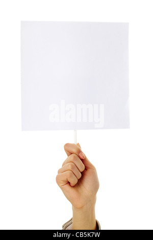 Image de la main de l'homme tenue en isolation papier vide Banque D'Images