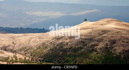 Paysage spectaculaire le long de l'escarpement nord dans le parc national des montagnes du Simien, le nord de l'Éthiopie, l'Afrique. Banque D'Images
