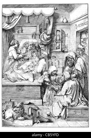 Le baptême de Jean le Baptiste par Albert Dürer Religion religieux Dieu Jésus Christ le messie de l'église culte prière : priez St saint Banque D'Images