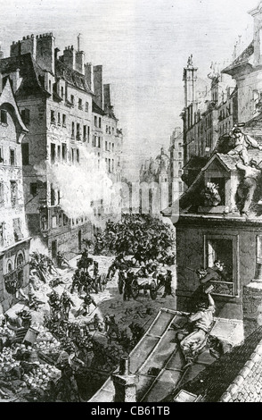 Révolution française Juillet 1830 - combats dans le faubourg Saint-Antoine, Paris Banque D'Images