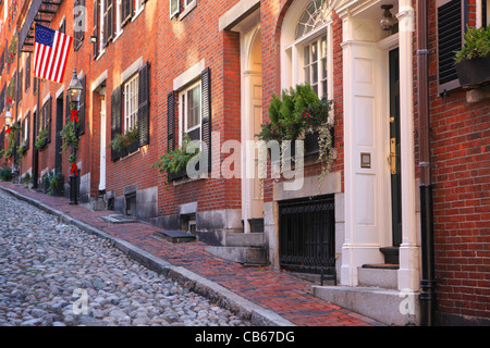 La belle ville historique, Rue Acorn dans Beacon Hill, Boston, Massachusetts Banque D'Images