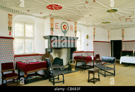 La salle à manger de Plas Mawr, Conwy, Pays de Galles. La plus belle période élisabéthaine town house en Grande-Bretagne. Plâtres orné restauré Banque D'Images