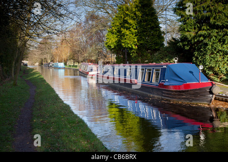 Canal bateaux amarrés au quai Lyneal sur le canal près de Shropshire Union Welshampton, Ellesmere, Shropshire Banque D'Images