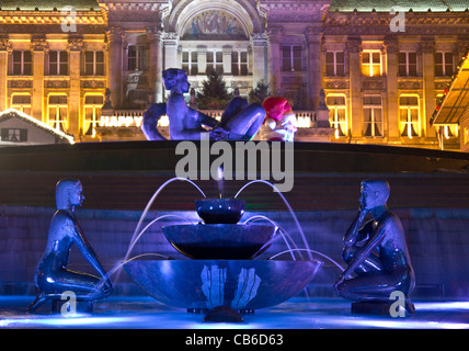 La Rivière, Square Victoria Birmingham de nuit Banque D'Images