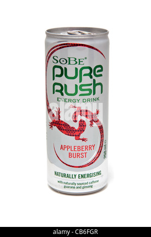 Rush Pure Sobe energy drink isolated on a white background studio. Banque D'Images