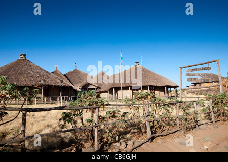 Afrique du Simien Mountain Lodge, hôtel le plus haut sur le bord du Parc National des montagnes du Simien, le nord de l'Éthiopie, l'Afrique. Banque D'Images