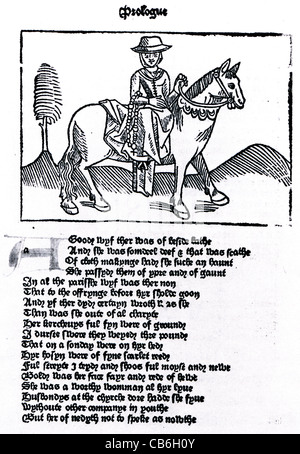 La femme DE BATH de Caxton's 1492 edition les Contes de Canterbury de Chaucer Banque D'Images