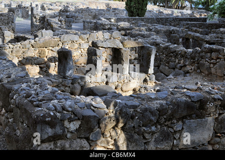 Ruines byzantines du village, maisons,Romain tôt Capernaüm,Galilée, Israël, Asie, Moyen Orient Banque D'Images