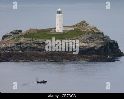 Le phare de Godrevy, baie de St Ives, Cornwall, UK Banque D'Images