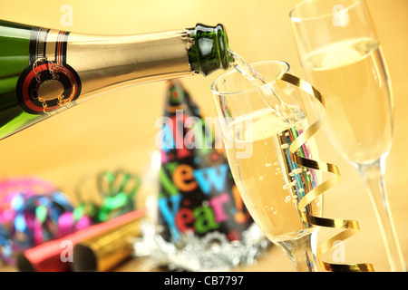 Champagne pour le réveillon du Nouvel An Fête Banque D'Images