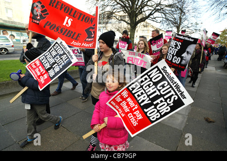 Les travailleurs du secteur public grève nationale rassemblement à Plymouth, Devon, UK. Banque D'Images