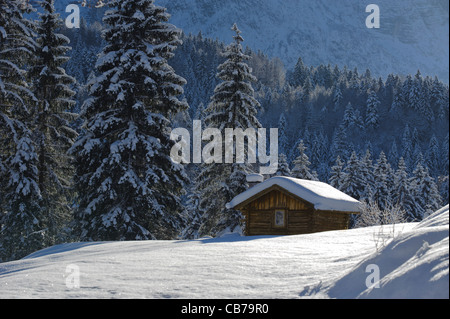 Hut en hiver en Bavière, Allemagne Banque D'Images