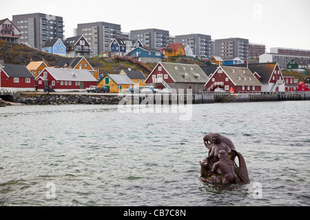 De la sculpture Inuit Sedna, déesse de la mer, Nuuk, Groenland Banque D'Images