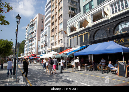 Pubs et restaurants sur la rue principale de Stanley waterfront, hong kong, Hong Kong, Chine Banque D'Images