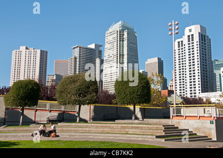 Les jardins Yerba Buena centre culturel parcs publics 3-4 Mission et Folsom rues centre-ville de San Francisco California USA Banque D'Images