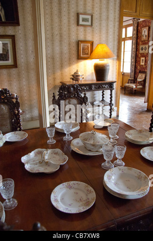 Île Maurice. eureka, maison coloniale restaurée belle maison construite en 1834. intérieur salle à manger avec un mobilier vintage. Banque D'Images