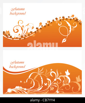 Ornement floral d'automne avec des feuilles. Vector Banque D'Images