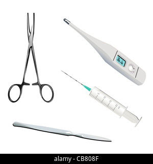 Illustration des outils médicaux collection isolé sur fond blanc - vector Banque D'Images