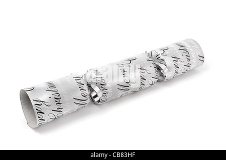 Silver christmas cracker isolated on white