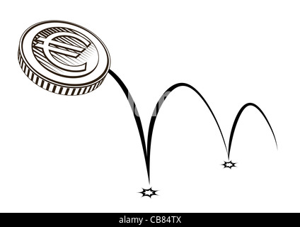 Vector symbole euro coin jumping Banque D'Images