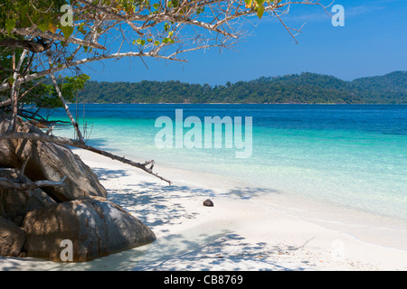 Vue de l'une des nombreuses petites plages sur Ko Rawi, Thaïlande Banque D'Images