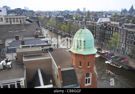 Vue depuis le Metz & Co. Metz & Co. sur le toit du grand magasin Cafe du canal Keizersgracht, Amsterdam, Pays-Bas Banque D'Images