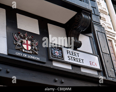 Signe de la rue Fleet et ville de Londres London EC4 UK Banque D'Images