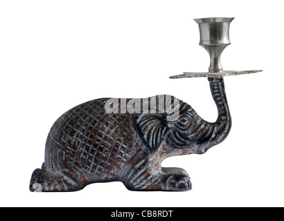 Bougeoir elephant on white Banque D'Images