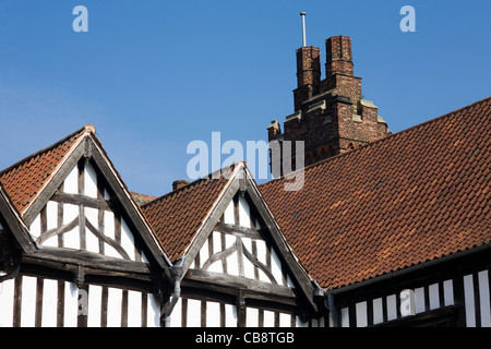 Bâtiment Tudor Gainsborough Old Hall Lincolnshire UK manoir médiéval préservé le patrimoine français à pans de bois du 15e siècle Banque D'Images