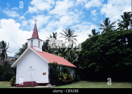 Hawaï, Molokai, Notre Dame des Sept Douleurs Église à Kalua'AHA, l'extrémité est de l'île. Construit en 1874 par le père Damien. Banque D'Images