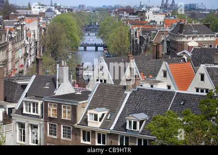 Vue depuis le Metz & Co. Metz & Co. sur le toit du grand magasin Cafe du canal Keizersgracht, Amsterdam, Pays-Bas Banque D'Images