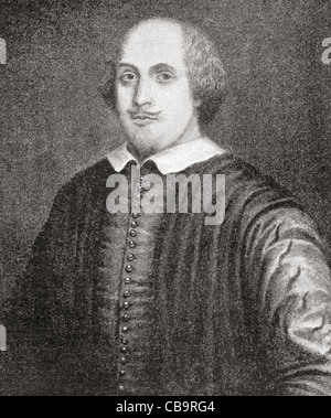 William Shakespeare, 1564 - 1616. Le poète et dramaturge anglais. Connu sous le nom de Portrait de Stratford. Banque D'Images