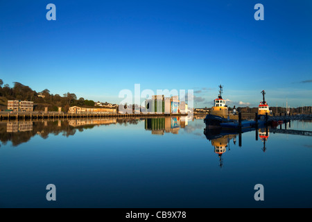 Remorqueurs à leur amarrage sur la rivière Suir, la ville de Waterford, Irlande Banque D'Images