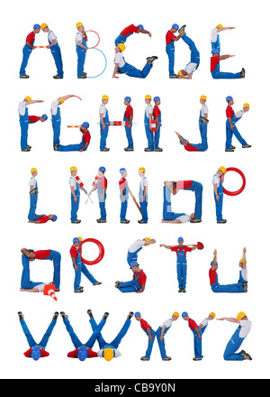 Builders formant l'alphabet Banque D'Images