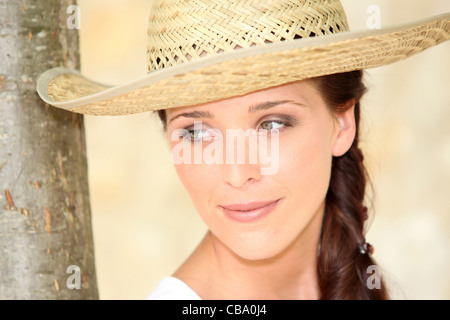 Femme a tree in Banque D'Images