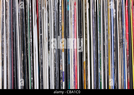 Les disques vinyles, gros plan Banque D'Images