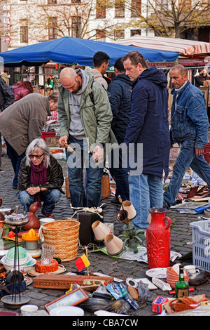 Scène d'un marché de rue de Bruxelles Banque D'Images